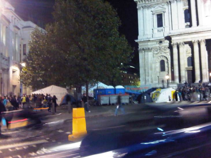 The camp from across Ludgate Hill, fairly close.